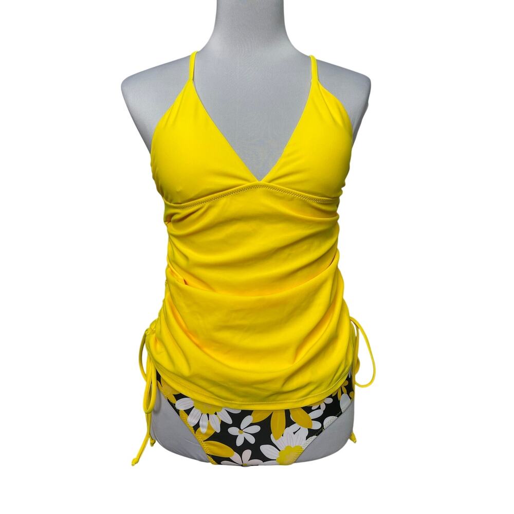 NWT- Beachsissi Floral Yellow and Black Tankini